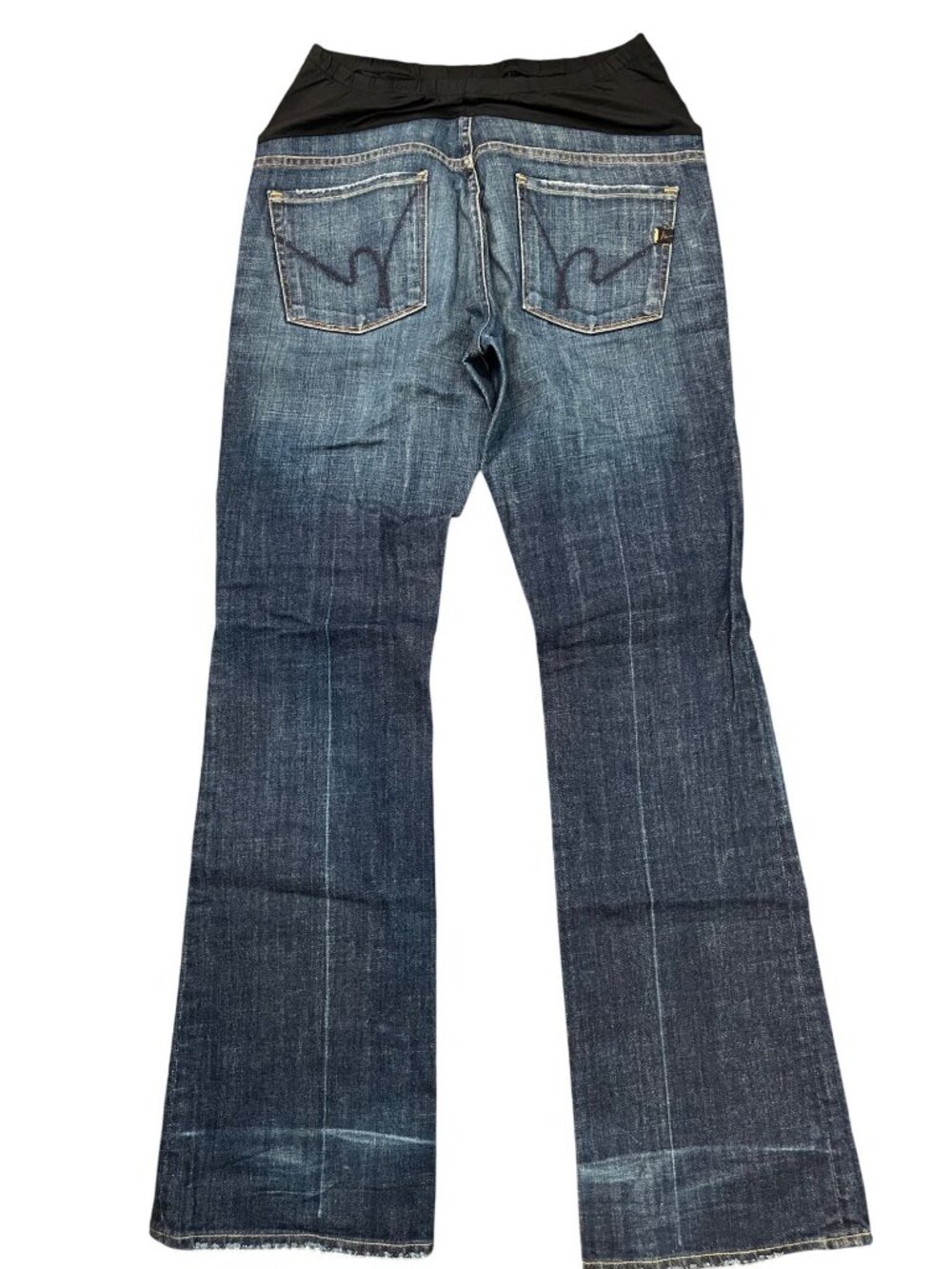 Maternity Pants size 30 Daydreamer By Dear John Blue Denim Jeans With Black Stre - Picture 2 of 8